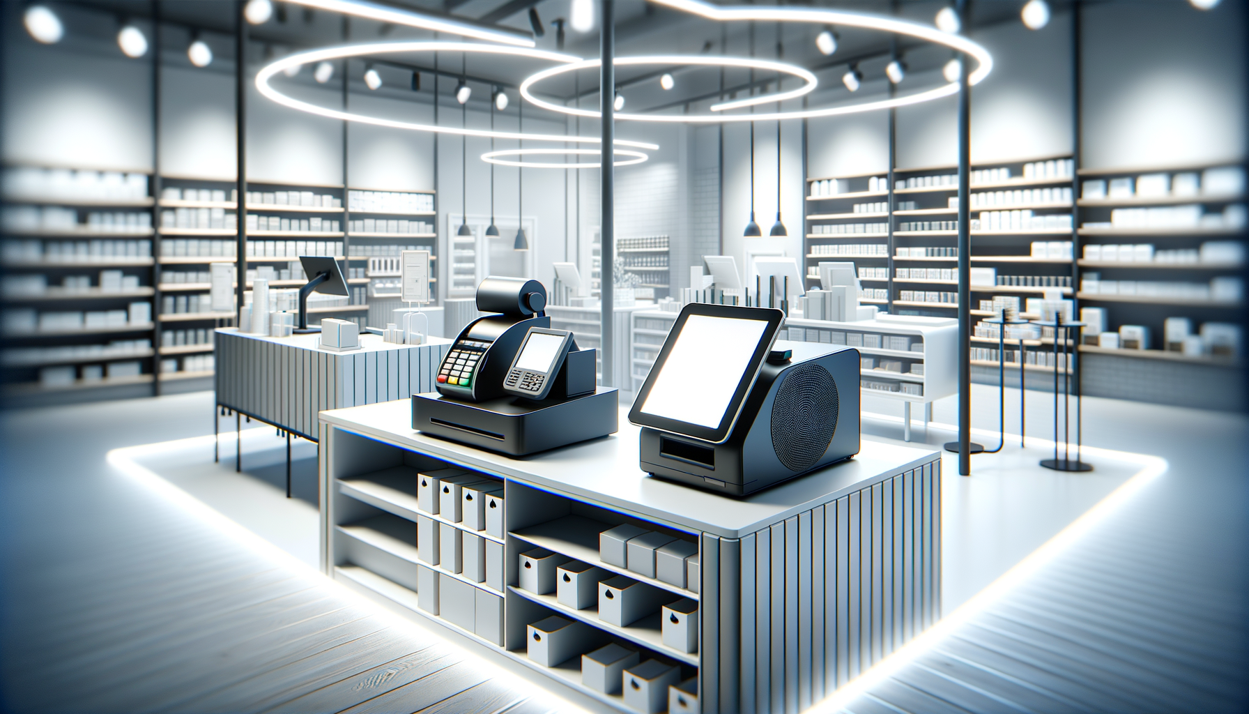 Business owner with modern payment setup